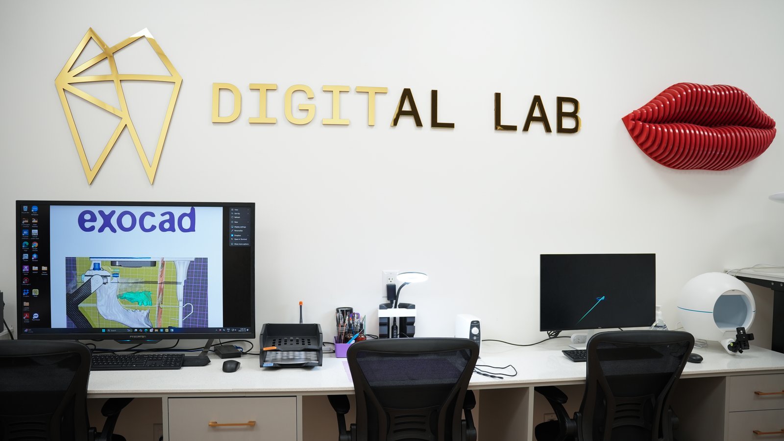 SprintRay 3D printer producing a dental restoration